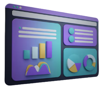 3D illustration of an analytics dashboard