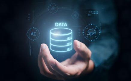 Hand holding a glowing data storage icon