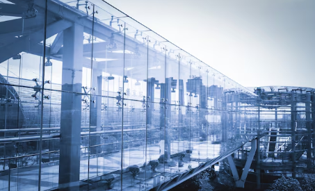 Modern glass building interior